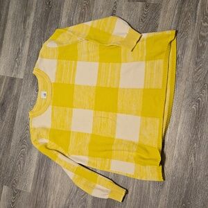 Cabi style 6236 yellow/white Checkerboard pullover sweater sz L